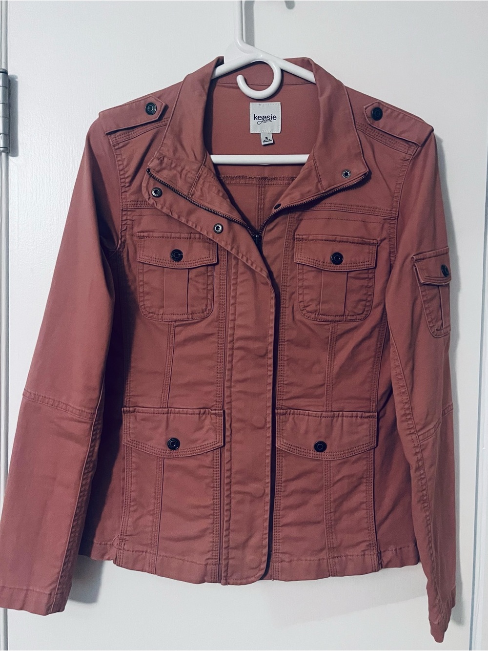 kensie Dusty Rose Utility Jacket with Front Pockets